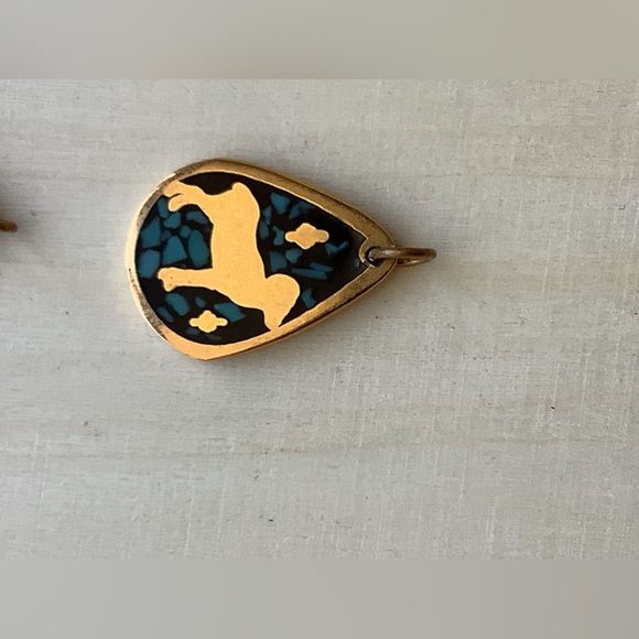 Aries zodiac teardrop pendant charm NEW vintage turquoise - Picture 3 of 5